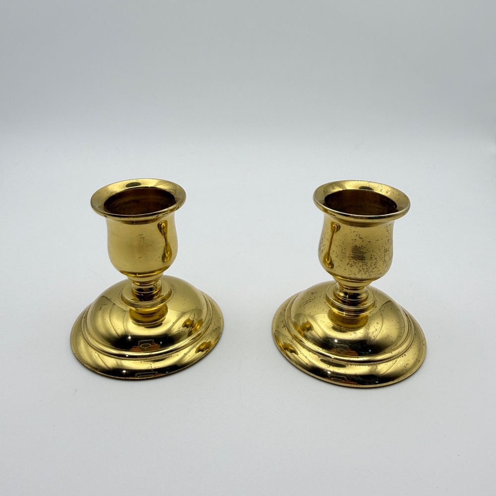 Partylite Brass Candle‎ Holders Set Gold Tone Taper Candlesticks Pair 2